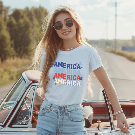 America Stacked Lettering Apparel