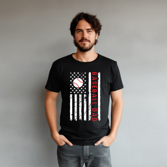 Baseball dad American flag shirt