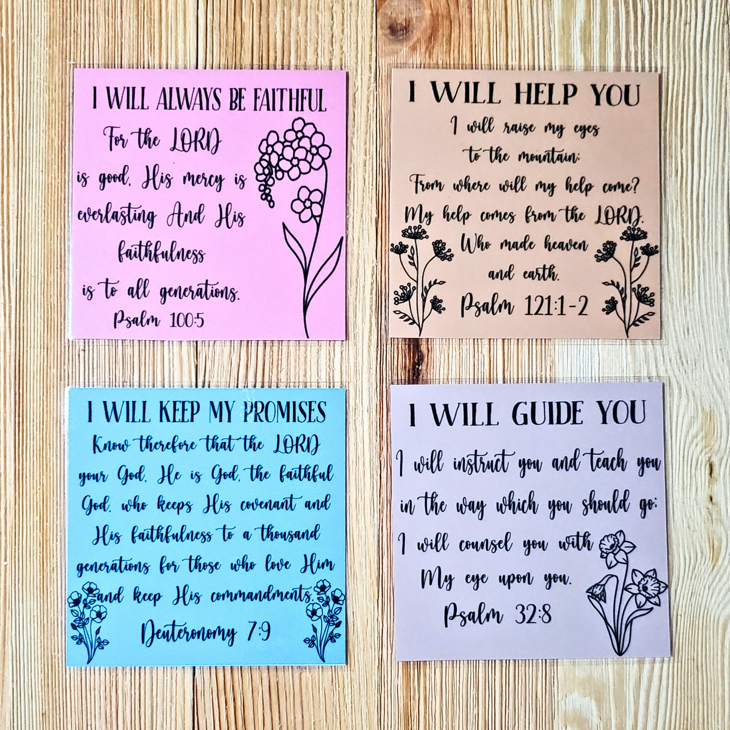 Bible verse reminder in pink, brown, blue, dark purple