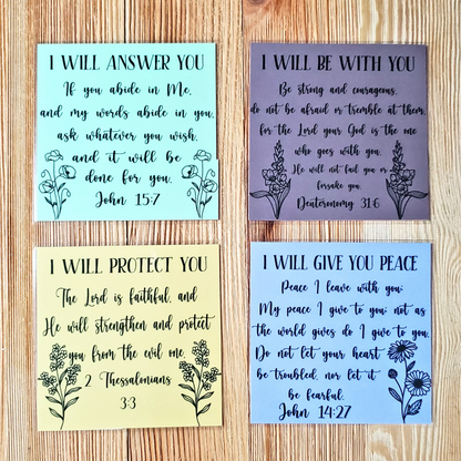 Bible verse reminder in green, purple mauve, yellow, blue