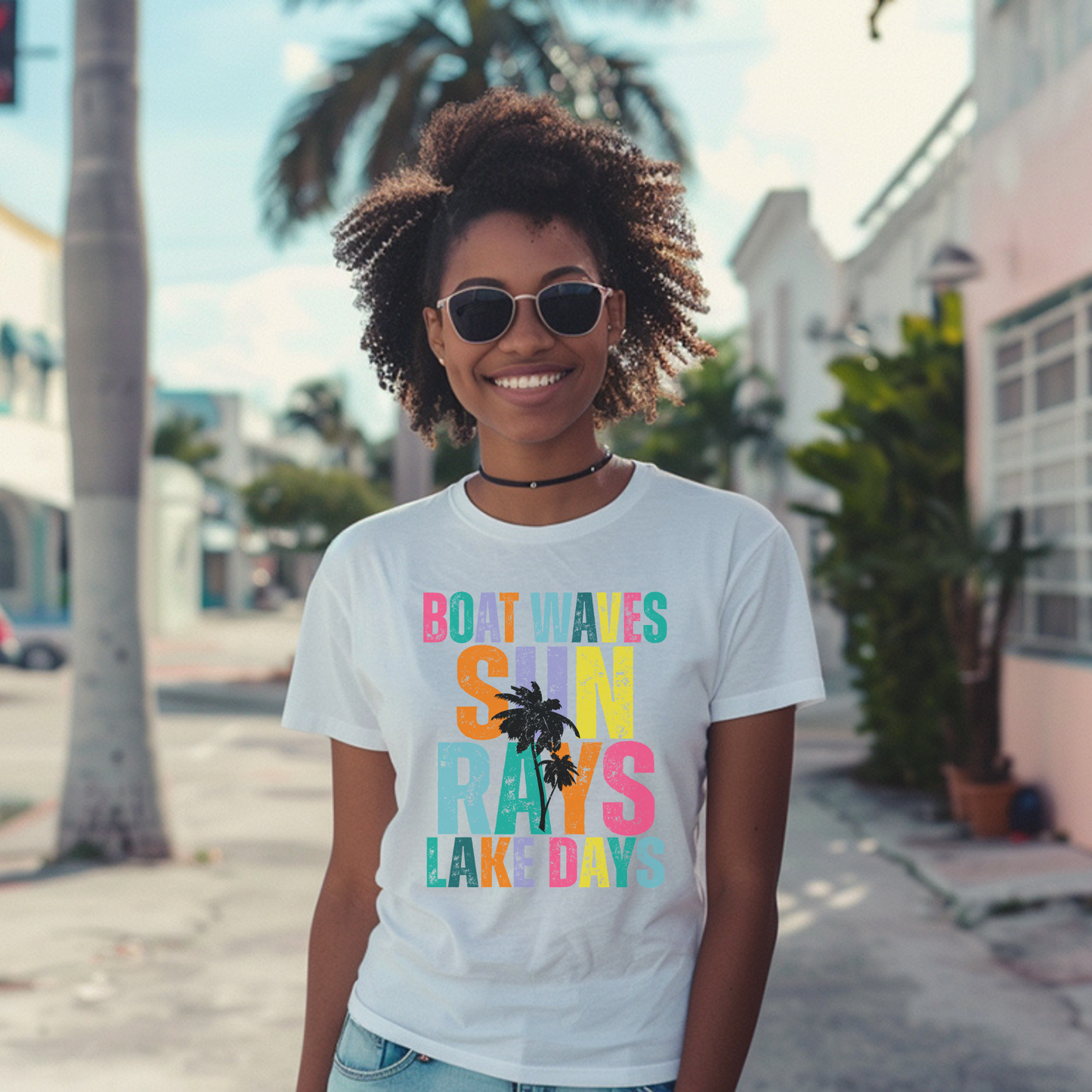 Boat waves, sun rays, lake days t-shirt