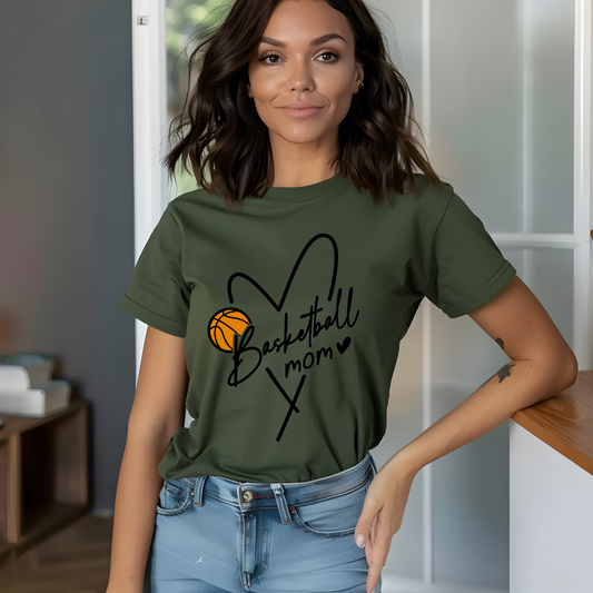 Basketball mom with heart shirt