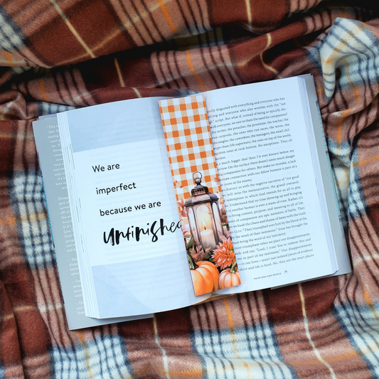 Checkered Orange Pumpkin Bookmark