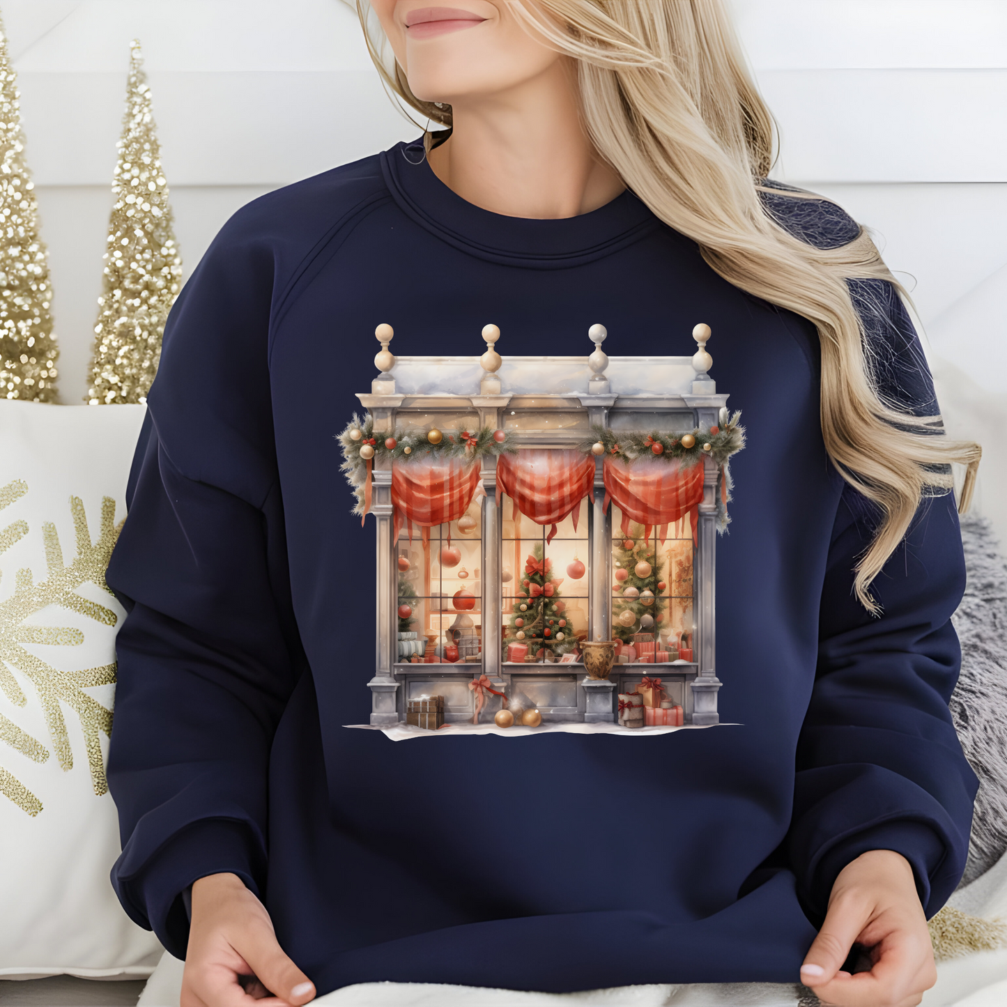 Christmas window t-shirt, long sleeve, sweatshirt, or hoodie