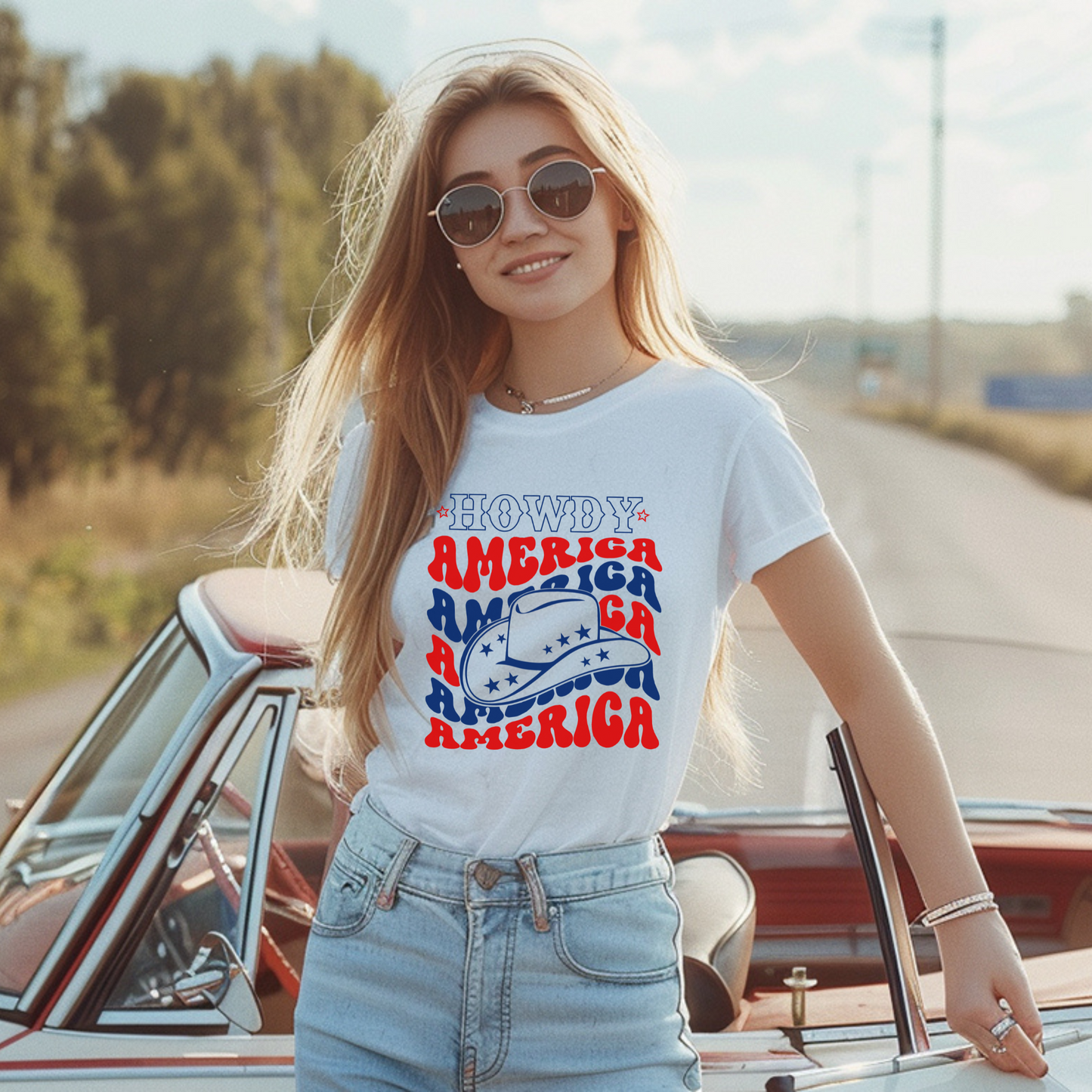 Howdy America Stacked Lettering Apparel