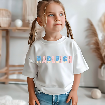 Custom girl name in beach lettering t-shirt