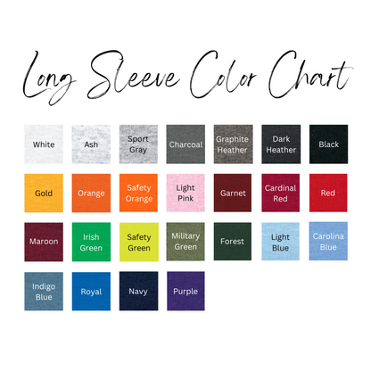 Long sleeve shirt color chart