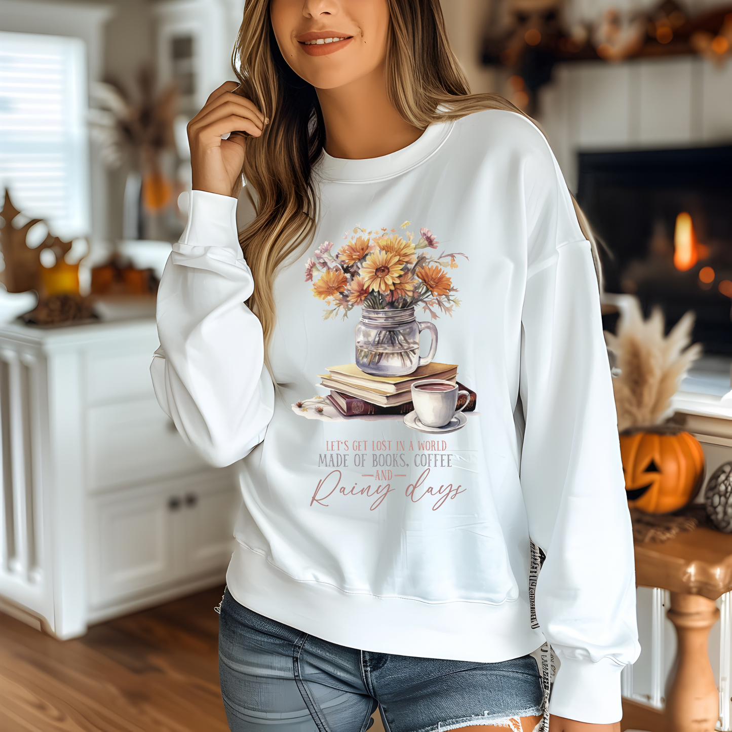 Lost In A World Made Of Books, Coffee, And Rainy Days T-Shirt| Long Sleeve| Sweatshirt