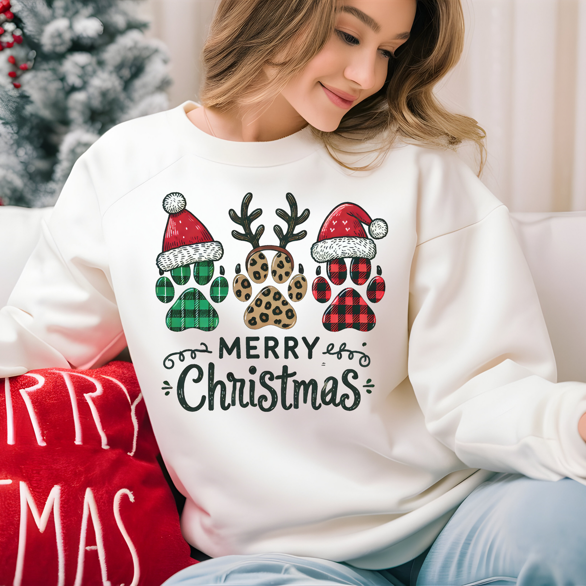 Merry Christmas dog paws t-shirt, long sleeve, sweatshirt, or hoodie