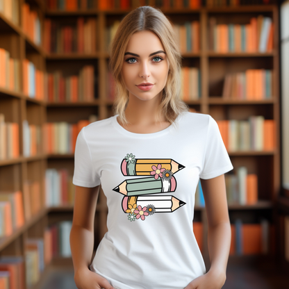 Retro teacher pencil t-shirt