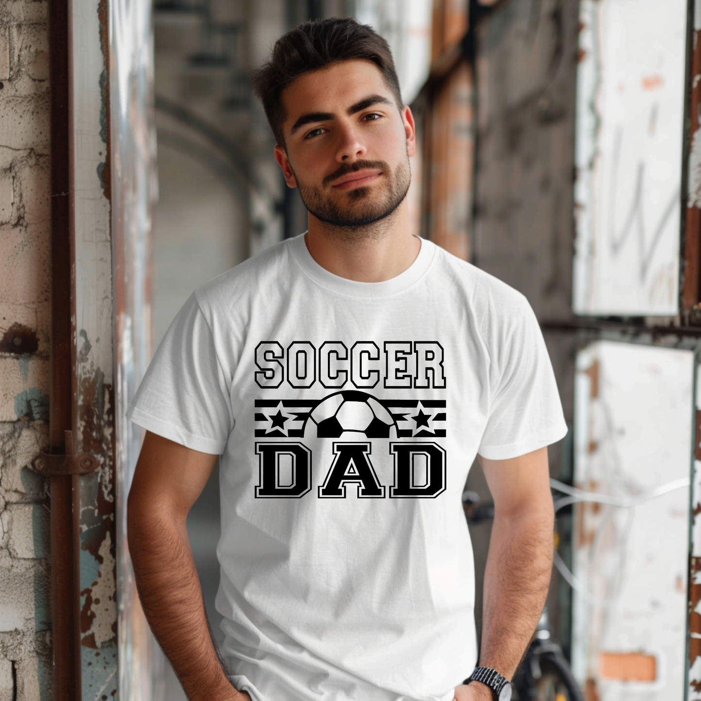 Soccer dad with flag & stars shirt