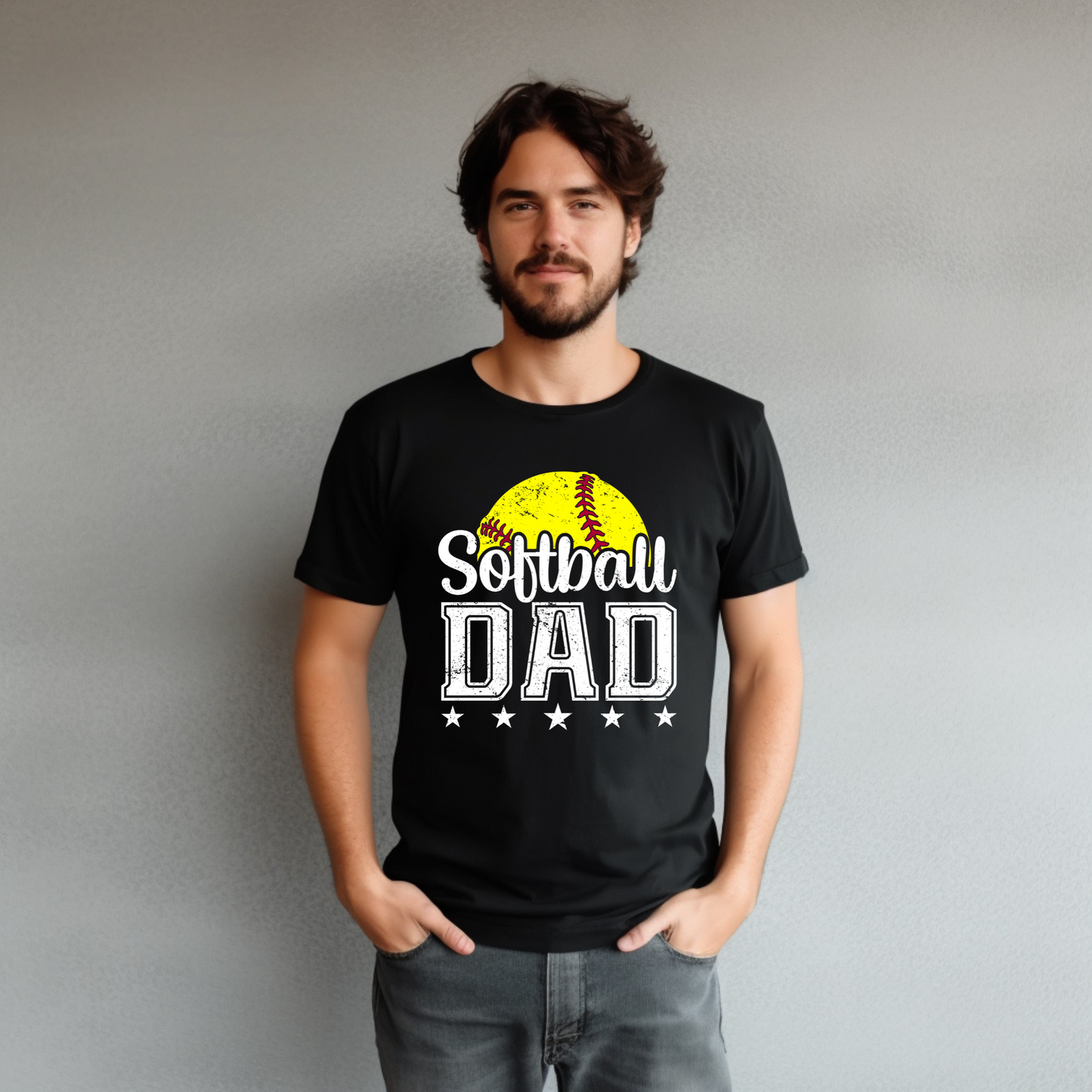 Softball dad with stars shirt