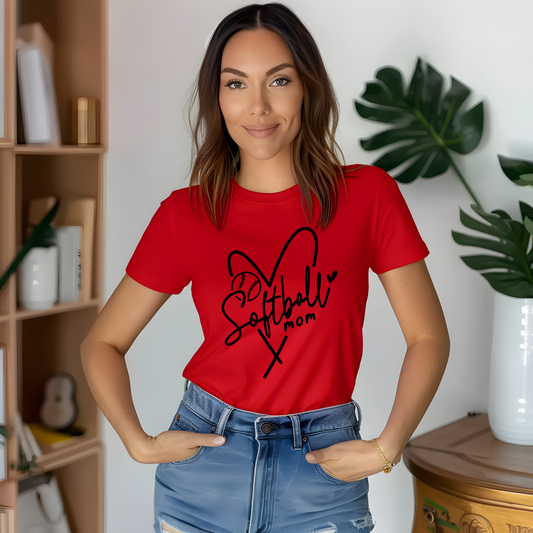 Softball mom with heart shirt