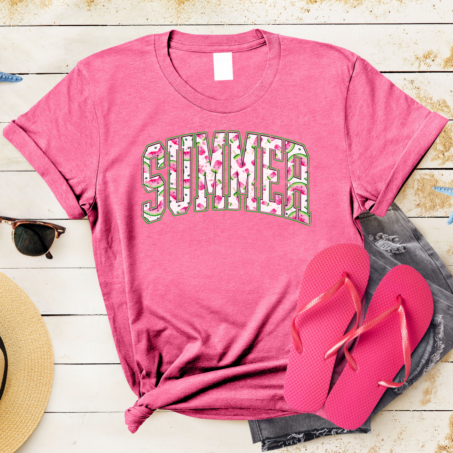 Summer watermelon varsity lettering t-shirt