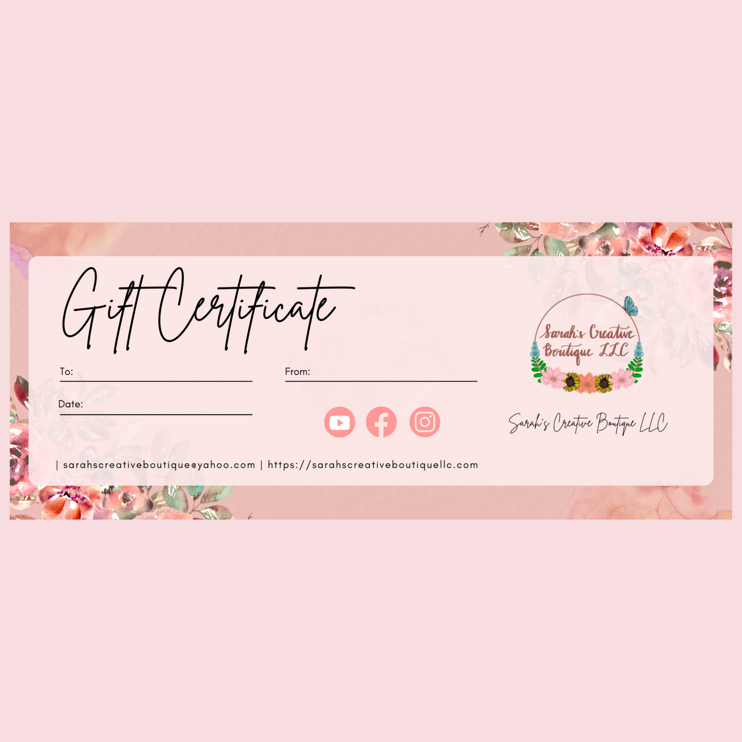 Sarah's Creative Boutique LLC's gift card