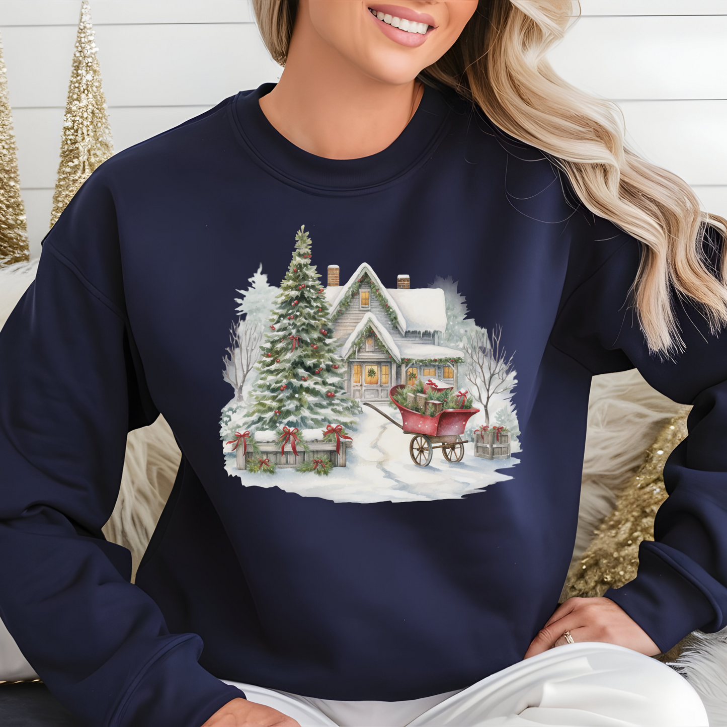 Vintage Christmas tree winter scene t-shirt, long sleeve, sweatshirt, or hoodie