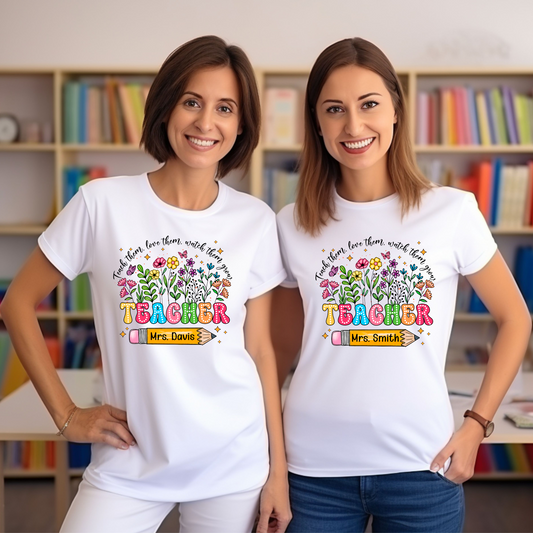 Customizable wildflower teacher name t-shirt